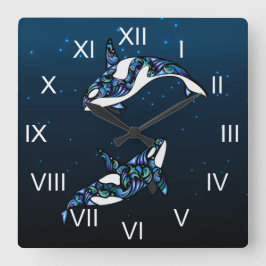 Reloj Cuadrado Hermosa playa de ballenas de Orca