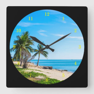 Reloj Cuadrado Hermosa playa sin fin