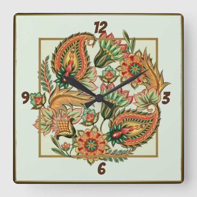 Reloj Cuadrado Hermosas flores (Anverso)