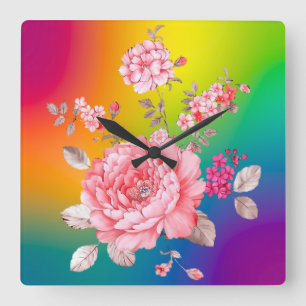 Reloj Cuadrado Hermosas flores