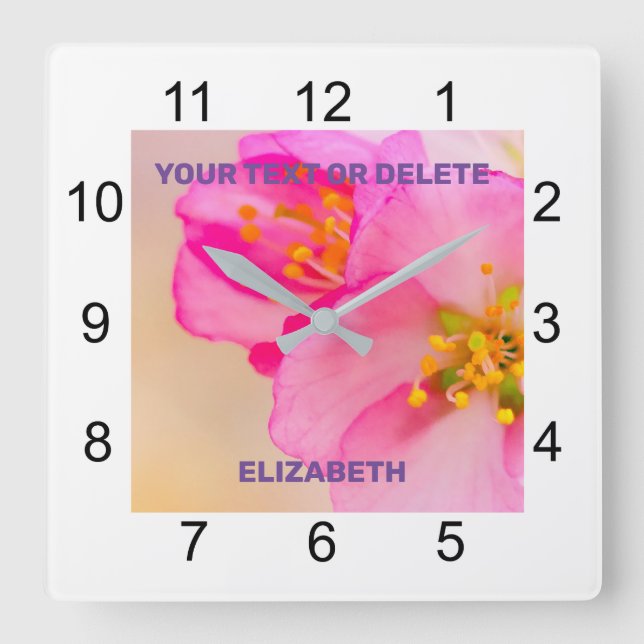 Reloj Cuadrado Hermosas flores de cerezo sakura (Anverso)