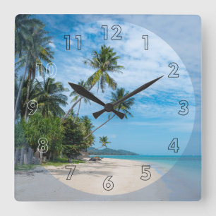 Reloj Cuadrado Hermoso Día en la Playa