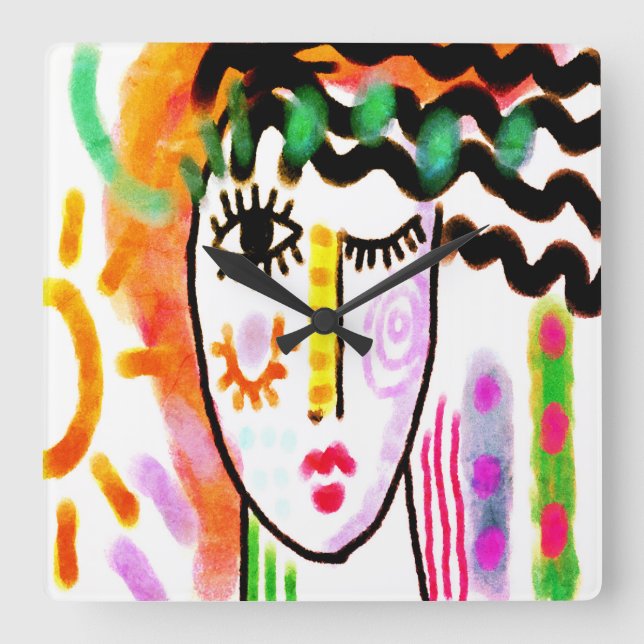 Reloj Cuadrado Hermoso Día Original Resumen Arte (Anverso)