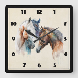 Reloj Cuadrado Hermoso estilo Caballos de estilo Boho Occidental