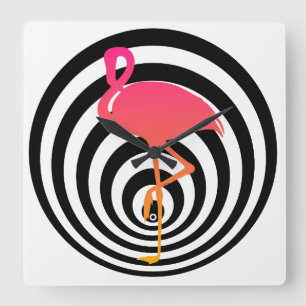 Reloj Cuadrado Hermoso flamingo en círculos
