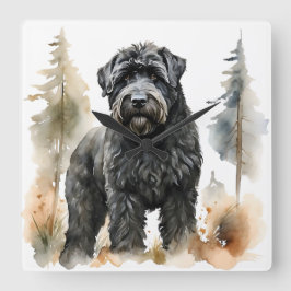 RELOJ CUADRADO HERMOSO GRAN PERRO TERRITORIO RUSO NEGRO