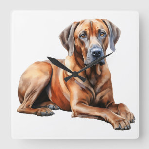RELOJ CUADRADO HERMOSO GRANDE PERRO RÓDICO DE RETROCESO