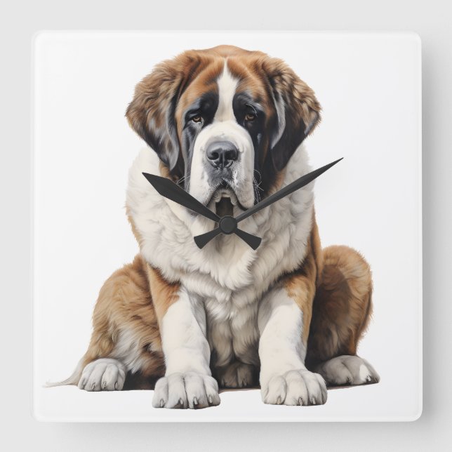 RELOJ CUADRADO HERMOSO GRANDE SAINT BERNARD DOG (Anverso)
