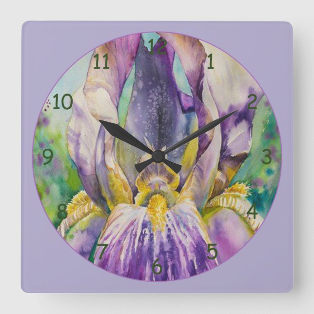 Reloj Cuadrado Hermoso Iris Purple (Anverso)
