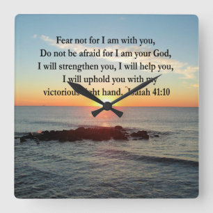 RELOJ CUADRADO HERMOSO ISAIAH 41:10 SUNRISE