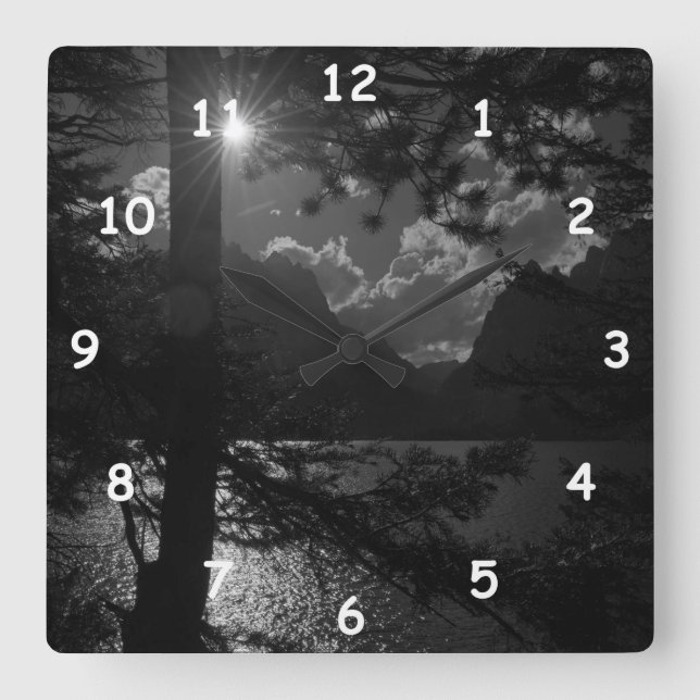 Reloj Cuadrado Hermoso lago bajo la luz de la luna (Anverso)