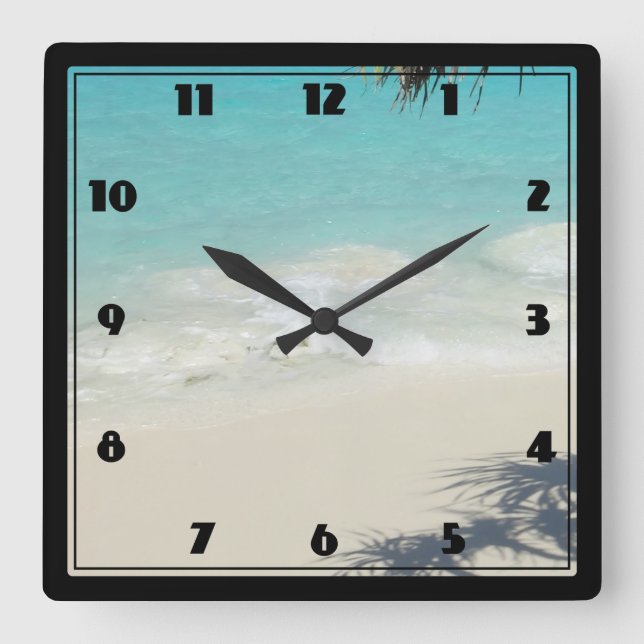 Reloj Cuadrado Hermoso Paraíso de Playa Tropical (Anverso)
