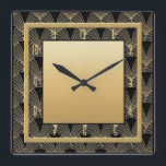 Reloj Cuadrado Hermoso patrón Art Deco<br><div class="desc">Creé este hermoso reloj Art Decó usando un patrón Art Decó para el fondo, además de añadir elementos dorados para hacer este reloj de pared. Es de estilo Art Déco y se vería fabuloso en cualquier pared de tu casa. Para todos los amantes del Art Decó. ¿O podrías dar como...</div>