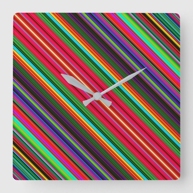 Reloj Cuadrado Hermoso patrón de banda multicolor (Anverso)