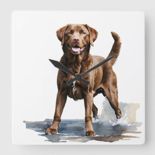 RELOJ CUADRADO HERMOSO PERRO RECUPERADOR DE LA BAHÍA DE CHESAPEAK