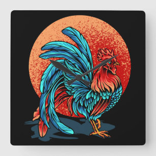 Reloj Cuadrado Hermoso Rooster