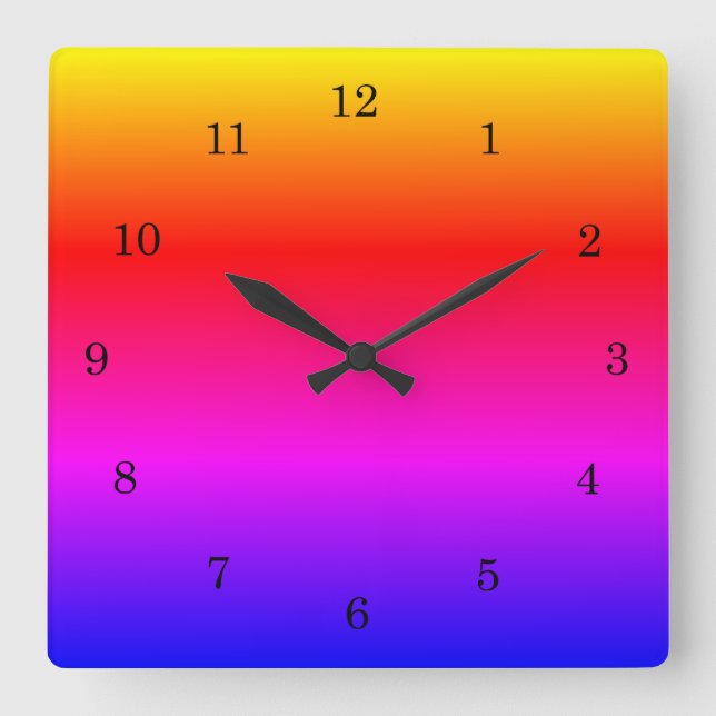 Reloj Cuadrado Hermosos colores arcoiris (Anverso)