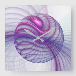 Reloj Cuadrado Hermosos movimientos Resumen Arte Fractal Rosa