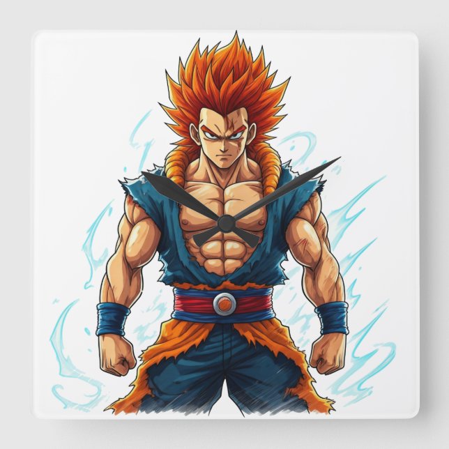 Reloj Cuadrado héroe de anime otaku weeb decal merch (Anverso)