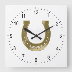 Reloj Cuadrado Herradura dorada