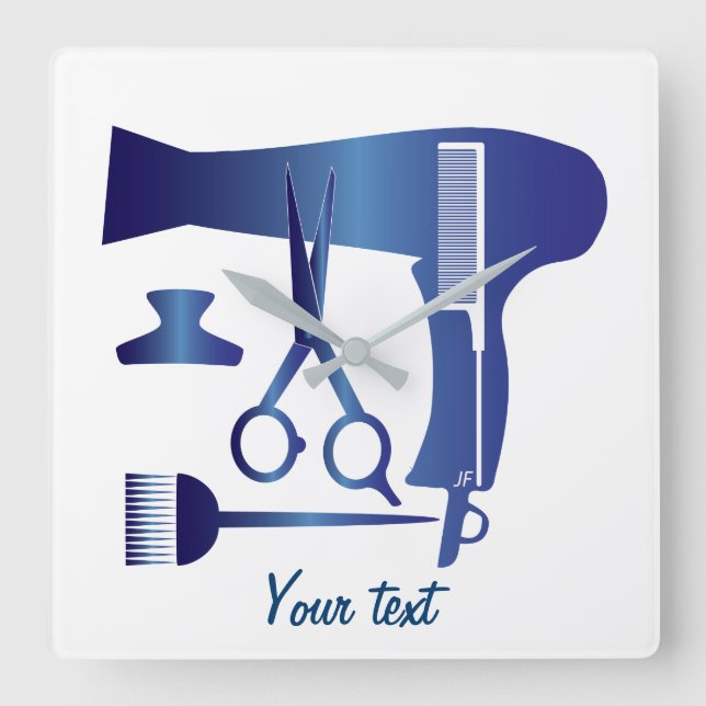 Reloj Cuadrado Herramientas de los peinados (Anverso)
