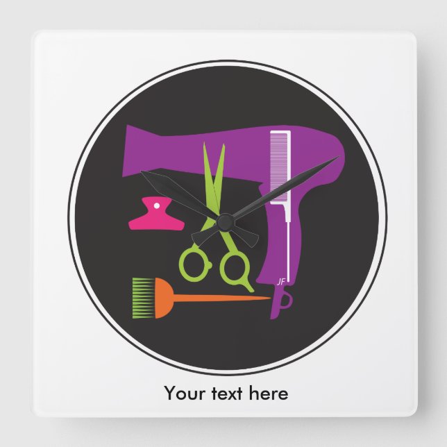 Reloj Cuadrado Herramientas de los peinados (Anverso)