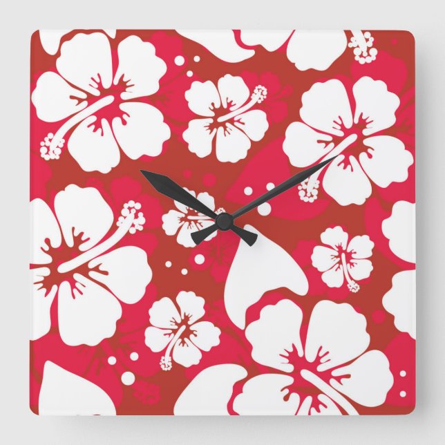 Reloj Cuadrado Hibiscus Flowers Pattern (Anverso)