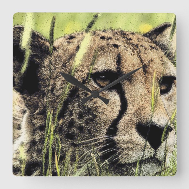Reloj Cuadrado Hiding Cheetah (Anverso)