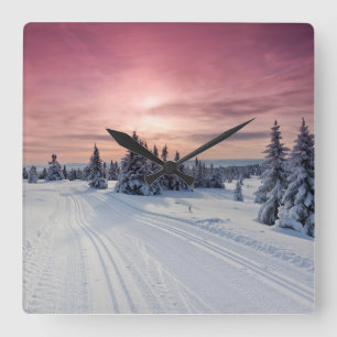 Reloj Cuadrado Hielo y nieve Lillehammer, Noruega