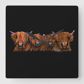 Reloj Cuadrado HiGHLaND CoW PRiNT SCoTTiSH ' THe GiNGeR NuTS '