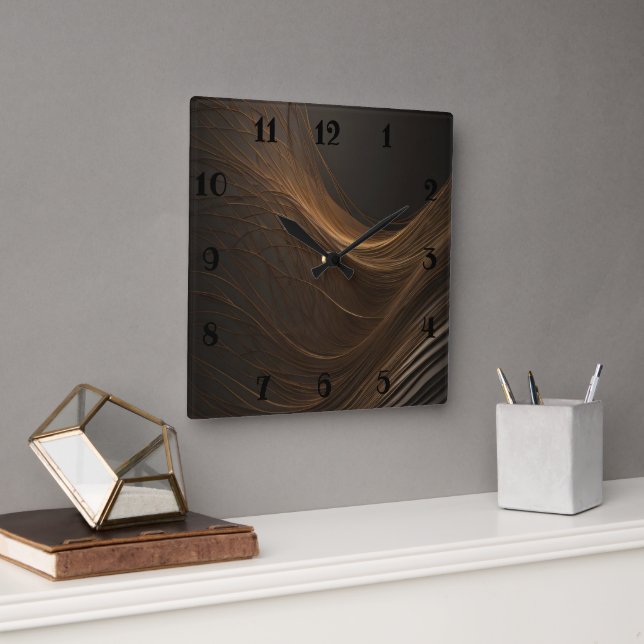 Reloj Cuadrado Hilos de oro (Oficina)