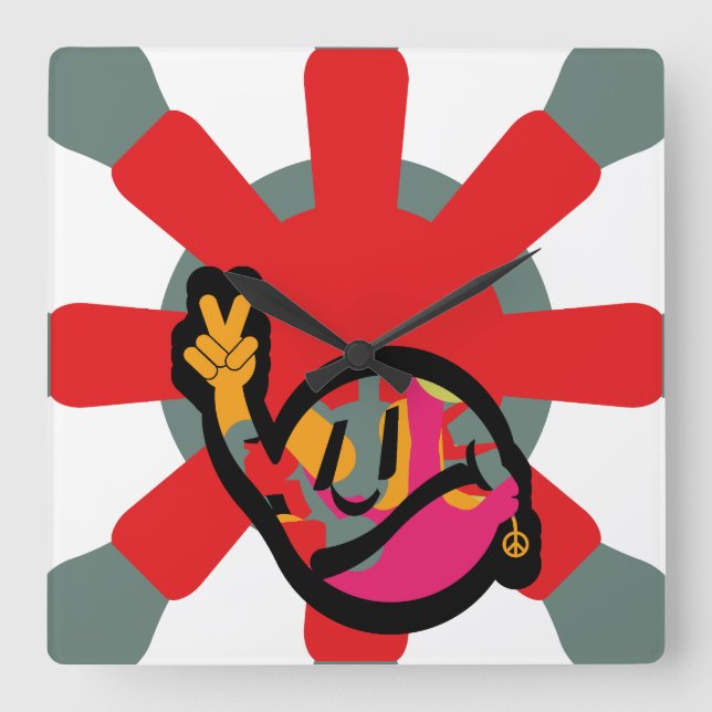 Reloj Cuadrado HIPPIE ICON complex BY MASANSER (Anverso)