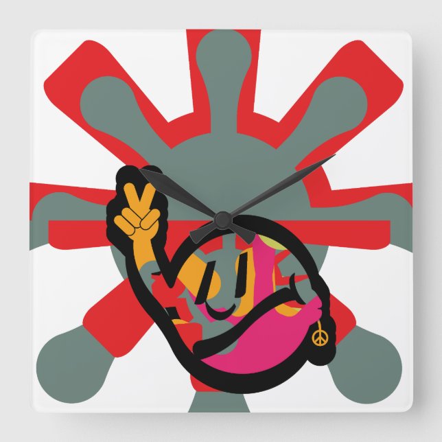 Reloj Cuadrado HIPPIE ICON complex BY MASANSER (Anverso)