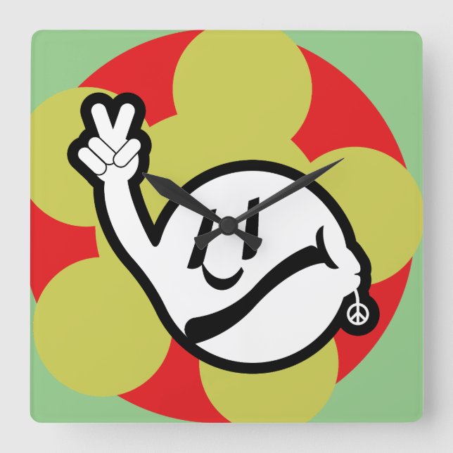 Reloj Cuadrado HIPPIE ICON flowers 2023 BY MASANSER (Anverso)