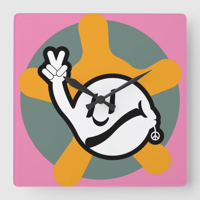 Reloj Cuadrado HIPPIE ICON flowers 2023 BY MASANSER (Anverso)