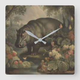 Reloj Cuadrado Hippo Botánico Vintage