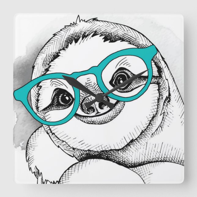 Reloj Cuadrado Hipster Sloth (Anverso)