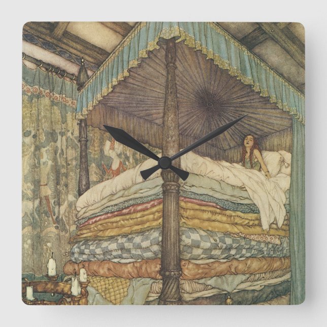 Reloj Cuadrado Historia de hadas de época, princesa y pea, Edmund (Anverso)