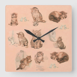 RELOJ CUADRADO HISTORIAS DE GATO DE KITTY DIVERTIDO EN ROSA
