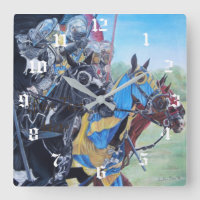 historic medieval knights jousting on horses