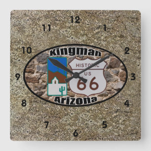 Reloj Cuadrado ~ histórico Kingman, Arizona de la ruta 66