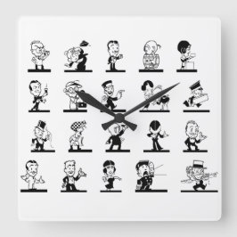 Reloj Cuadrado Historietas retro de personalizado de vintage en b