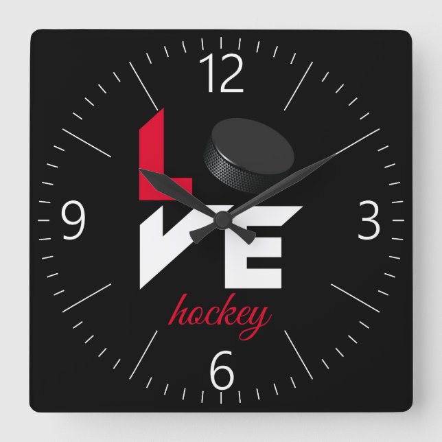 Reloj Cuadrado Hockey de amor (Anverso)