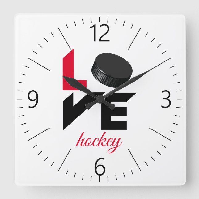 Reloj Cuadrado Hockey de amor (Anverso)