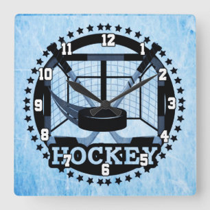 Reloj Cuadrado Hockey sobre hielo azul