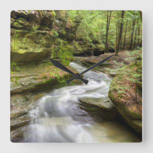 Reloj Cuadrado Hocking Hills Ohio Waterfall