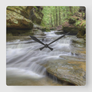 Reloj Cuadrado Hocking Hills Ohio Waterfall