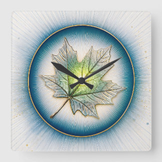 RELOJ CUADRADO HOJA DE ARCE