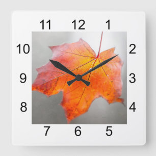 Reloj Cuadrado Hoja de arce roja - Velvet Otoño