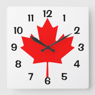Reloj Cuadrado Hoja de Arce Rojo de Canadá